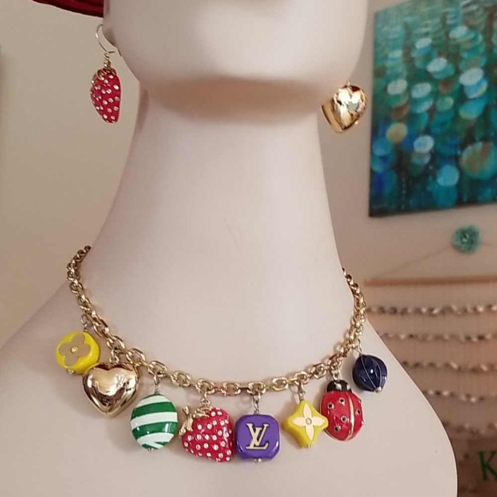 Auth Louis Vuitton Fruit Charm Necklace